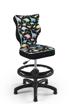 Vidám dinoszaurusz mintás, ergonomikus gyerek forgószék világosszürke lábazattal, ideális tanulóasztal mellé gyerekeknek
