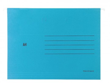 Világoskék A4-es függőmappa fehér akasztókkal, irattartó szekrények rendszerezéséhez irodai dokumentumok tárolására.
