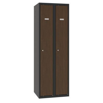 Fém öltözőszekrény fa dekoros ajtóval, Sum 320 W Teak