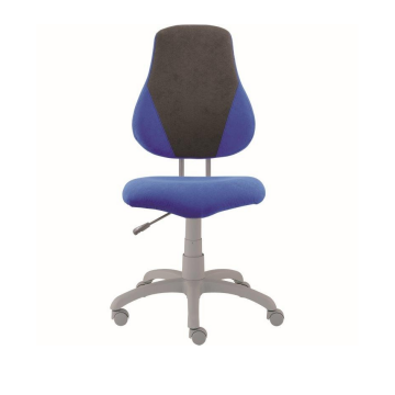 Modern, ergonomikus kialakítású világosszürke és kék irodai forgószék gyerekeknek, ideális tanulószobába vagy otthoni irodába.
