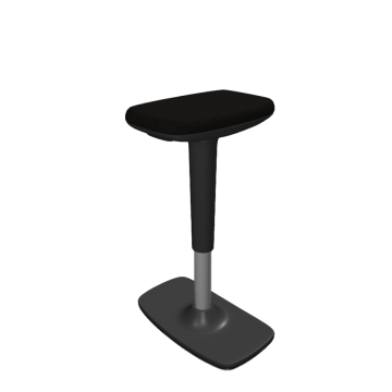 Modern balansz szék világosszürke fém lábbal és fekete ülőfelülettel, ergonomikus irodai munkához, aktív ülés elősegítésére.
