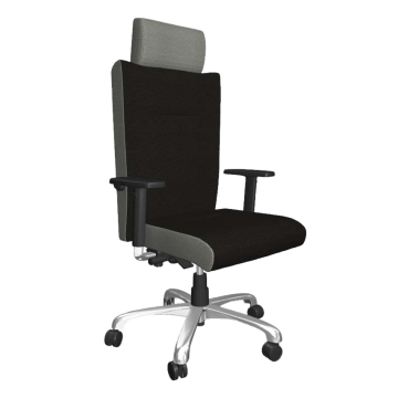 Modern, ergonomikus kialakítású zatazove irodai szék világosszürke fejtámlával és párnázott ülőfelülettel irodai környezethez.
