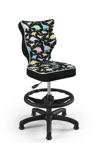 Vidám dinoszaurusz mintás, ergonomikus gyerek forgószék világosszürke lábazattal, ideális tanulóasztal mellé gyerekeknek
