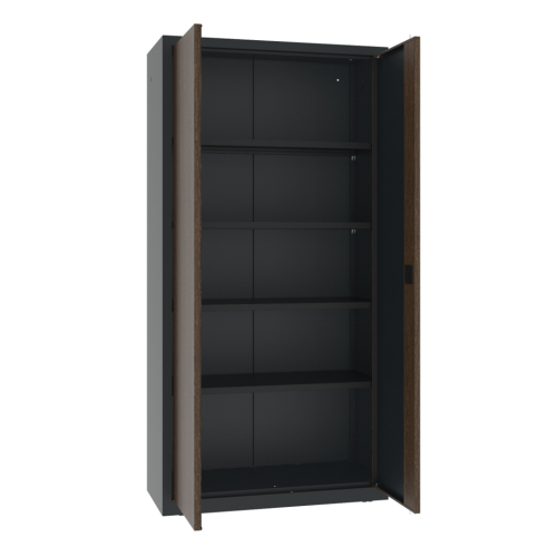 Fém szekrény fa dekoros ajtókkal Sbm 203 Teak