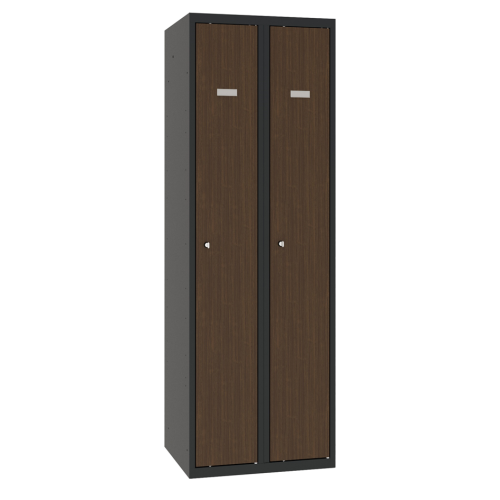 Fém öltözőszekrény fa dekoros ajtóval, Sum 320 W Teak
