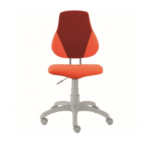 Modern világosszürke lábbal és narancssárga-bordó kárpittal készült ergonomikus forgószék irodai vagy tanulószobai használatra.