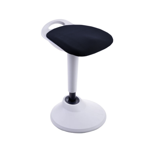 Modern aktív egyensúlyozó irodabútor világosszürke talppal és fekete ülőfelülettel, ergonomikus dizájn irodai munkakörnyezethez.
